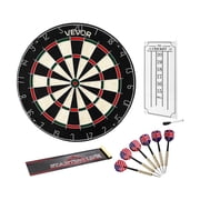 VEVOR Dartboard with 6 Darts & Scoring Kit, Self-Healing Sisal Fibers Dartboard with Staple-Free Bullseye & Rotating Number Ring, 17.7" Professional Steel Tip Dart Board Set for Home Party Game Rooms