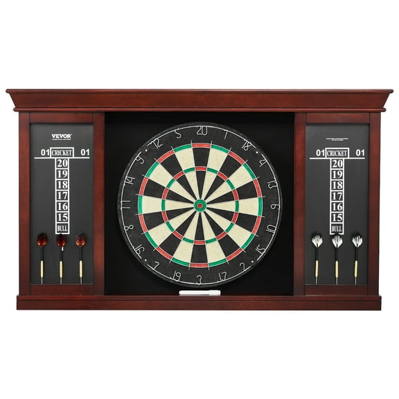 VEVOR Dartboard and Cabinet Set, Ready-to-Play Bundle Official Size Dartboard Cabinet Set, Steel Tip Dart Cabinet, Features Easy Assembly, Complete with All Accessories, Perfect for Cricket Games