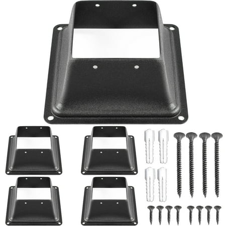 VEVOR Deck Post Base 5 PCS Post Base Skirt 4x4" Internal 3.38x3.38" Post Support Flange 2.5 LBS Deck Post Skirt Black Powder-Coated Decking Post Base with Thick Steel for Deck Supports Porch Railings
