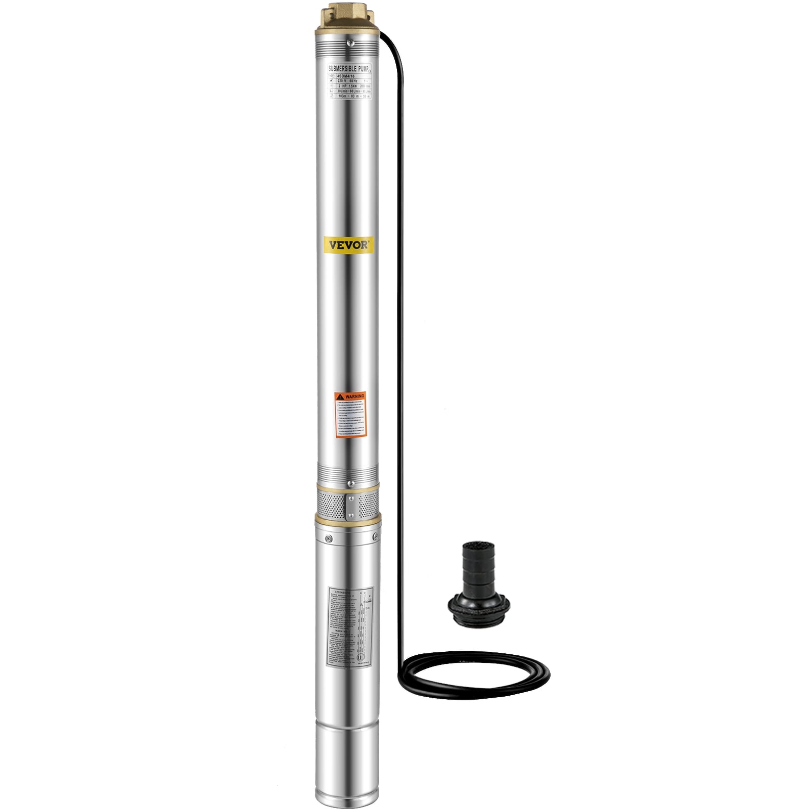 VEVOR Deep Well Pump, 1.5 HP Submersible Well Pump, Max. 24GPM Deep