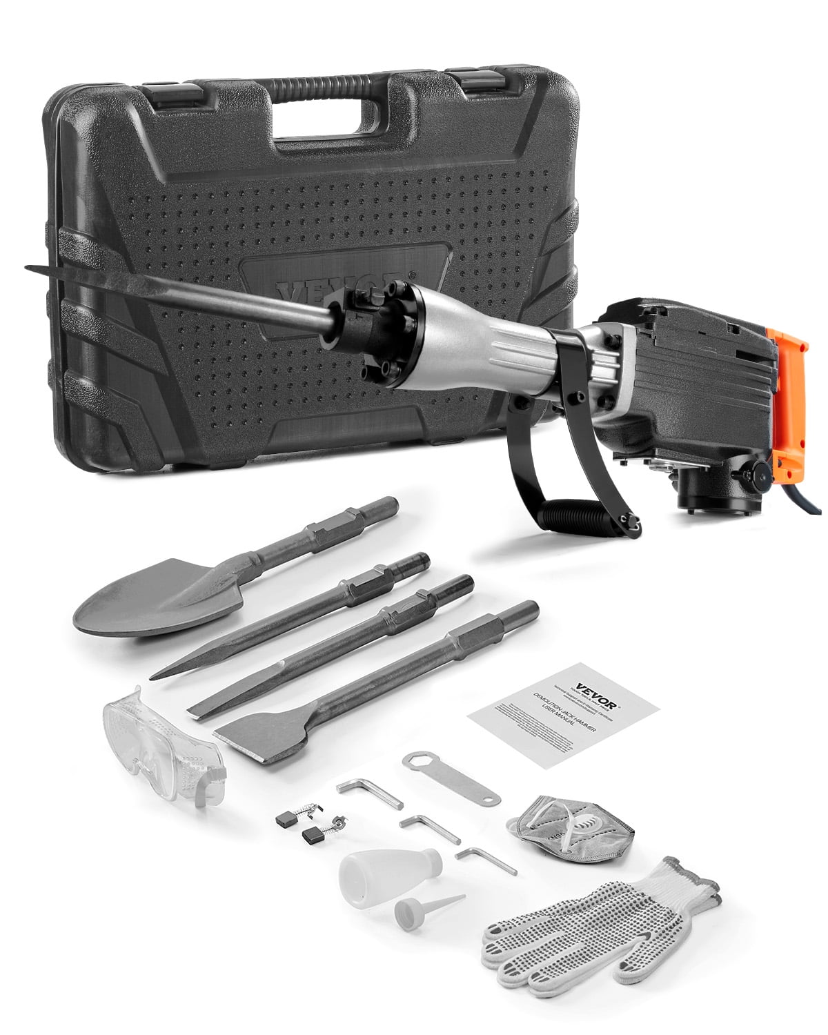 VEVOR Demolition Jack Hammer, 2200W Jack Hammer Concrete Breaker, 1350 ...
