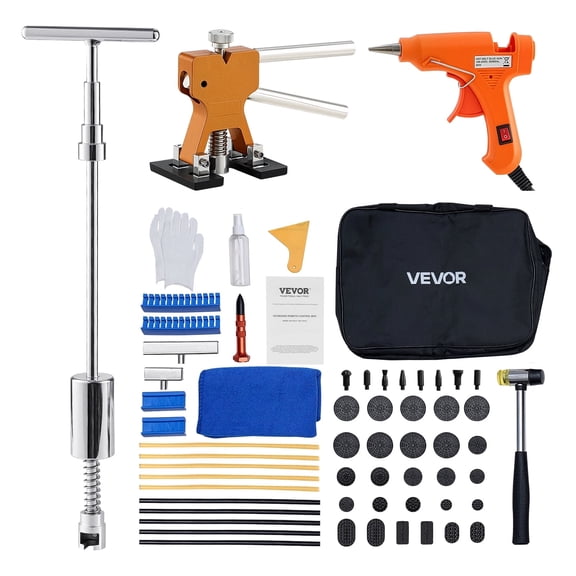 VEVOR Dent Puller Kit, 61 PCS Paintless Dent Removal Kit with Golden Lifter,Slide Hammer T-Bar,Glue Gun,Auto Body Hail Damage Repair Remover Tools for Car Refrigerator Large Small Door Ding Repair