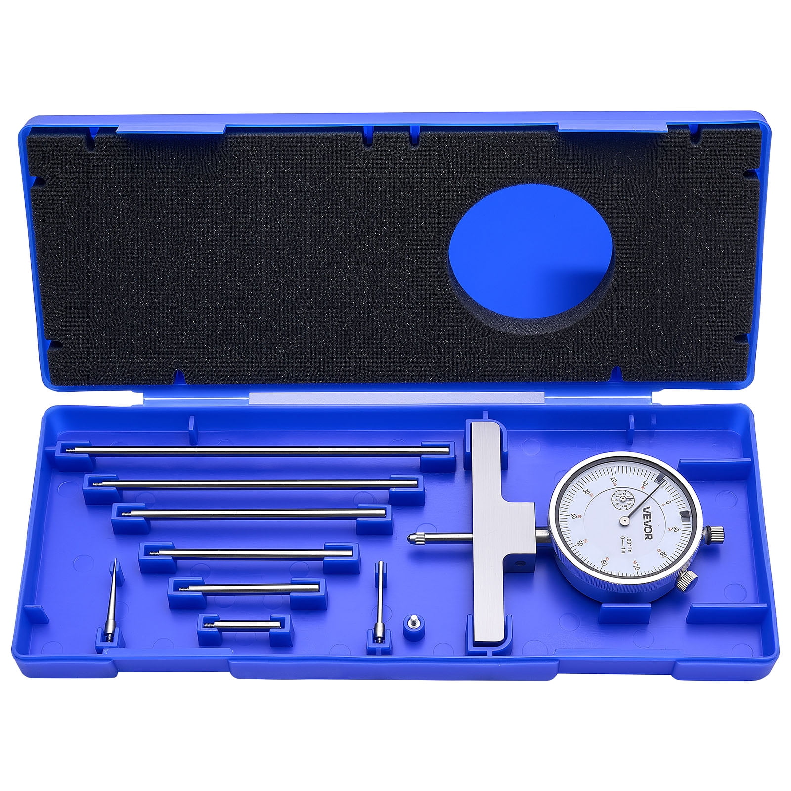 VEVOR Depth Gauge, Depth Micrometer 0-22 inch Measuring Range, 0.001 ...