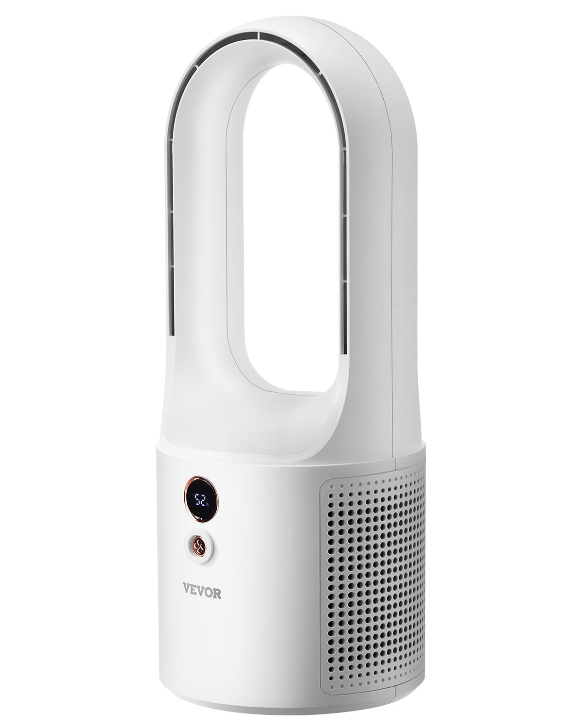VEVOR Desk Fan Bladeless, 12.99 Inch Portable Desk Fan, 6-Speed USB Quiet Cooling Small Tower Fan with Rechargeable Battery, Easy to Clean & Kids-Friendly, Blows Cold Air for Bedroom, Office, Home