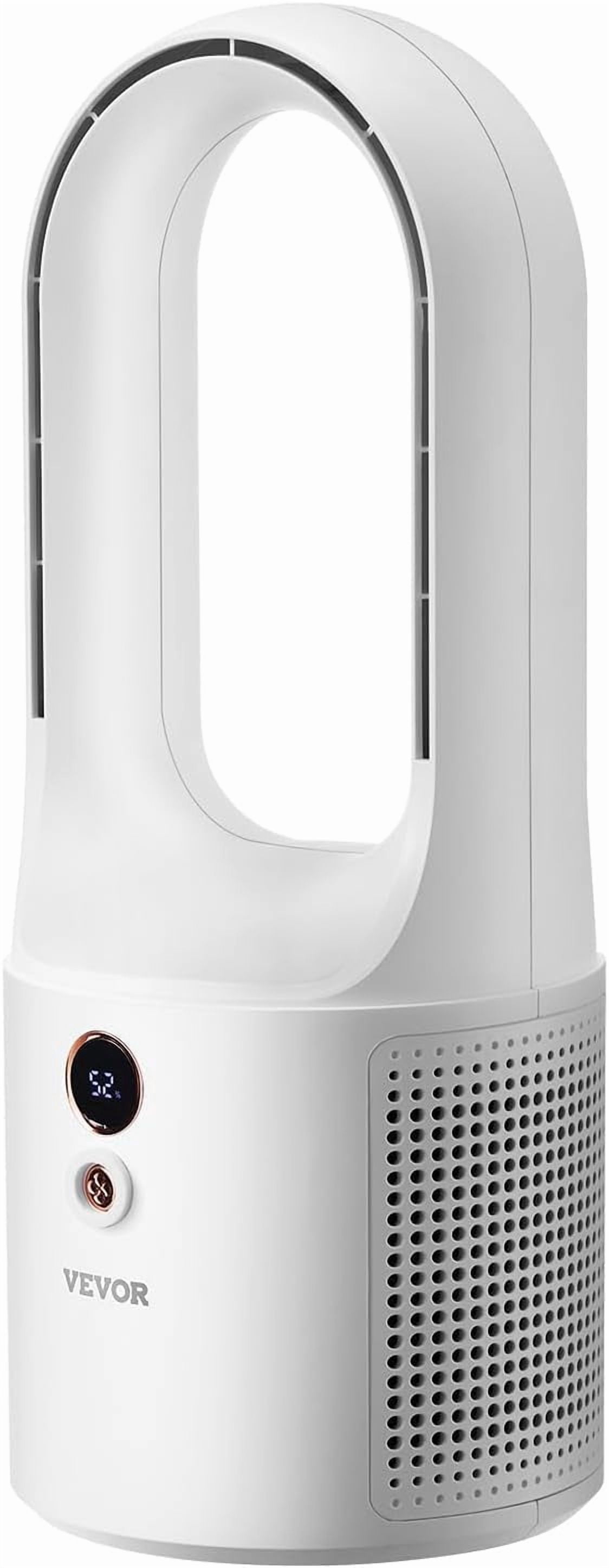 VEVOR Desk Fan Bladeless, 12.99 Inch Portable Desk Fan, 6-Speed USB Quiet Cooling Small Tower Fan with Rechargeable Battery, Easy to Clean & Kids-Friendly, Blows Cold Air for Bedroom, Office, Home