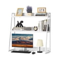 thumbnail image 1 of VEVOR Desktop Bookshelf, 2-Tier Desktop Storage Organizer, 37.4" x 12.6" x 35.4" Office Desk Storage Rack Display Shelf, Desktop Bookshelf Hutch with Anti-Slip Feet Pads, for Home & Dorm, White, 1 of 9