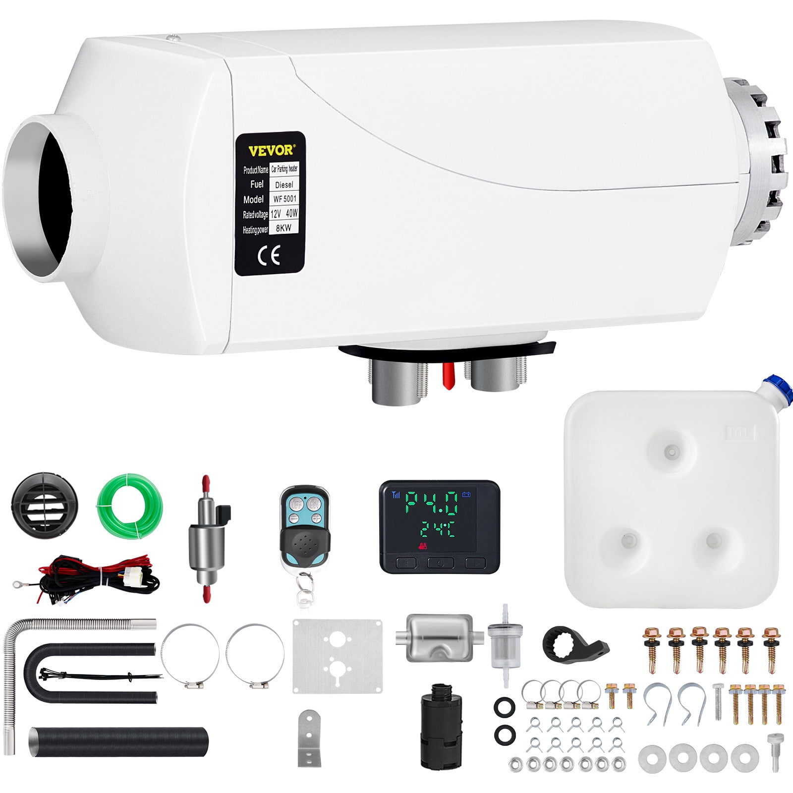 VEVOR Diesel Air Heater 12V 8KW, Diesel Parking Heater with LCD Switch,  Muffler and Wireless Control, Fast Heating for Car,Bus,Truck,Boat Trailer  Motorhomes Engineering Vehicles, Direct Fit - Walmart.com