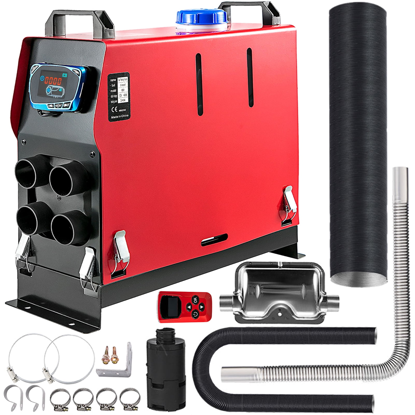 VEVOR Diesel Air Heater 3KW All in One 4 Air Outlet Diesel Heater 12V  Wireless Control Parking Heater Silencer with Blue LCD Switch for RV Trucks  Bus and Trailer - Walmart.com