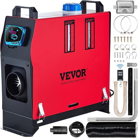 VEVOR Diesel Air Heater, 8 kW DC12-24V, Fast Heating Diesel Parking Heater with Remote Control and Blue LCD Switch, Low Noise, Pre-Heating Function, for RV, Truck, Camper, Van, Boat and Trailer