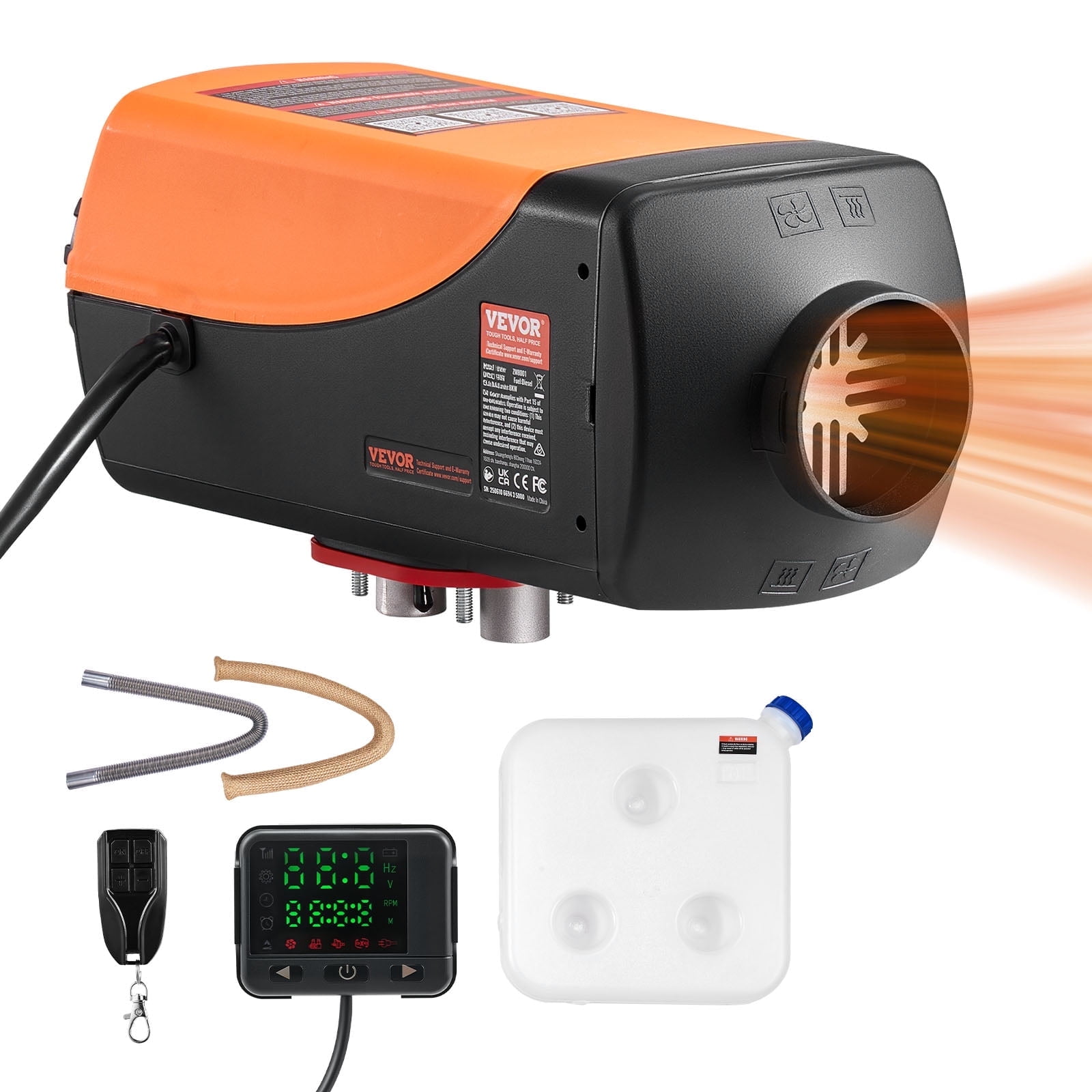 VEVOR Diesel Air Heater, 8 kW DC12-24V, Fast Heating Diesel Parking Heater with Remote Control and Color Digital Display, 10L Fuel Tank, Low Noise, Voice Announcement,for RV,Truck,Boat and Trailer