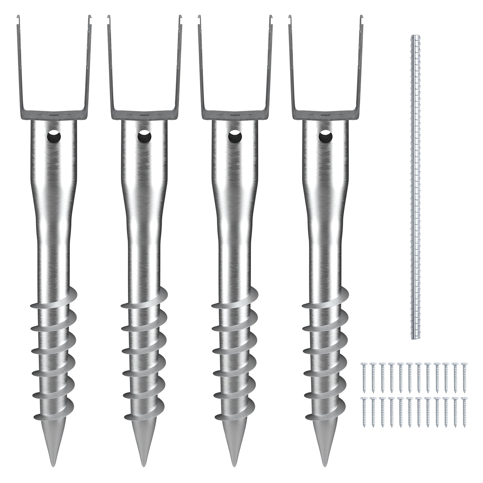 Screw In Post VEVOR No Dig Ground Anchor, 4 pack 3.94 x 2.76 x 27.56 in DIY Screw in ...