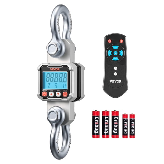 VEVOR Digital Crane Scale, 6600 lbs/3000 kg Max Capacity, Heavy Duty Industrial Hanging Scale with Cast Aluminum Case & LCD Display, 1 lbs Division & 3 Unit Switch, Remote Control for Garage Factory