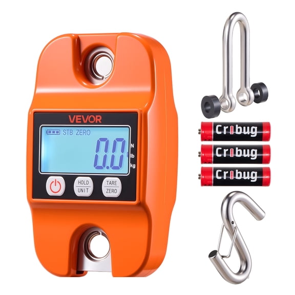 VEVOR Digital Crane Scale, 880 lbs/400 kg Max Capacity, Handheld Hanging Scale with Cast Aluminum Case & LCD Display, 0.2 lbs Division & 3 Unit Switch, Auto-Off Setting for Farm Hunting Fishing