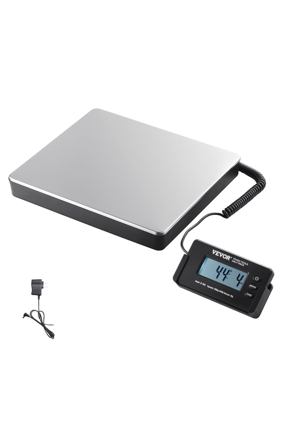 Digital Shipping Scale, 440 lbs x 1.7 oz. Heavy Duty Postal Scale with Timer, Tare Function, HD LCD Screen Portable Package Scale for Luggage, Home, Post Office, AC/DC Powered, FCC Listed