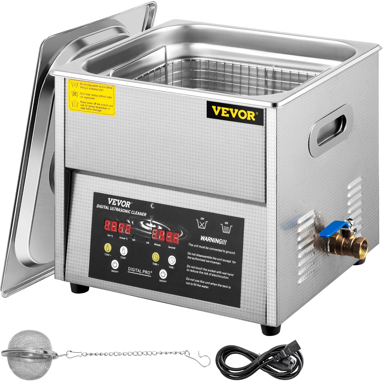 VEVOR Professional Ultrasonic Cleaner 10L/2.5 Gal, Easy to Use with Digital  Timer & Heater, Stainless Steel Industrial Machine for Jewelry Dentures  Small Parts, 110V, FCC/CE/RoHS Certified
