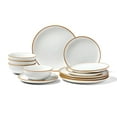 thumbnail image 1 of VEVOR Dinnerware Set, Service for 4 (12 PCS), Round Plates and Bowls Sets, Scratch Resistant Ceramic Dinner Ware, Dishwasher and Microwave Suitable Kitchen Dish, for Dessert Salad Soup Pasta, White, 1 of 9