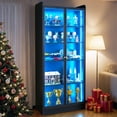 thumbnail image 1 of VEVOR Display Cabinet with Doors, 67 in Tall Lighted Display Case with 2 Adjustable Shelves, 5-Tier Curio Collectibles Storage Cabinet, Bookshelf Bookcase for Pantry Bedroom Living Room Office, 1 of 9