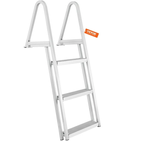 VEVOR Dock Ladder, Removable 3 Steps, 350 lbs Load Capacity, Aluminum Alloy Pontoon Boat Ladder with 4'' Wide Step & Nonslip Mat, Easy to Install for Ship/Lake/Pool/Marine Boarding