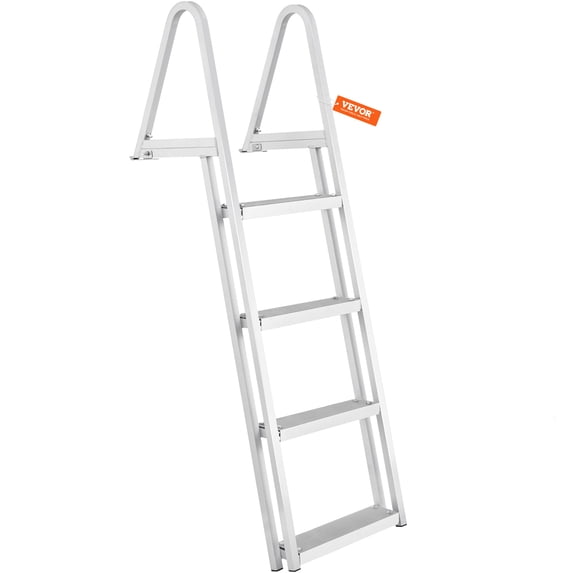 VEVOR Dock Ladder, Removable 4 Steps, 350 lbs Load Capacity, Aluminum Alloy Pontoon Boat Ladder with 4'' Wide Step & Nonslip Mat, Easy to Install for Ship/Lake/Pool/Marine Boarding