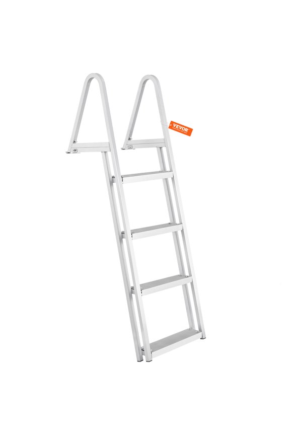 Dock Ladder, Removable 4 Steps, 350 lbs Load Capacity, Aluminum Alloy Pontoon Boat Ladder with 4'' Wide Step & Nonslip Mat, Easy to Install for Ship/Lake/Pool/Marine Boarding
