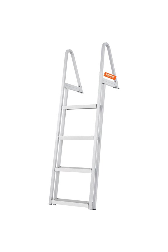 Dock Ladder, Removable Steps, 350 lbs Load Capacity, Aluminum Alloy Pontoon Boat Ladder with 4'' Wide Step & Nonslip Rubber Mat, Easy to Install for Ship/Lake/Pool/Marine Boarding