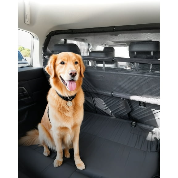 VEVOR Dog Car Barrier, 46in. Wide Car Divider for Cargo Area, Vehicle Pet Barrier with See Through Net Mesh, Universal-Fit Dog Car Barrier for Small-Sized SUVs, Trucks and Vehicle, Black
