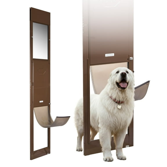 VEVOR Dog Door for Sliding Glass Door, 75 7/8 to 80 11/16 in Adjustable Height, Aluminum Alloy Frame with Rotating Hinges, Lock Design, 13 5/8 x 23 5/8 in Flap, Sliding Glass Pet Door for Renters