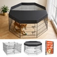 thumbnail image 1 of VEVOR Dog Playpen 30 Inch 8 Panels Foldable Exercise Pen with Top Cover, Indoor Metal Pet Fence with Door, Heavy Duty Puppy Crate Kennel, Pet Playpen for Dogs, Cats, and Other Small Animals, Black, 1 of 9