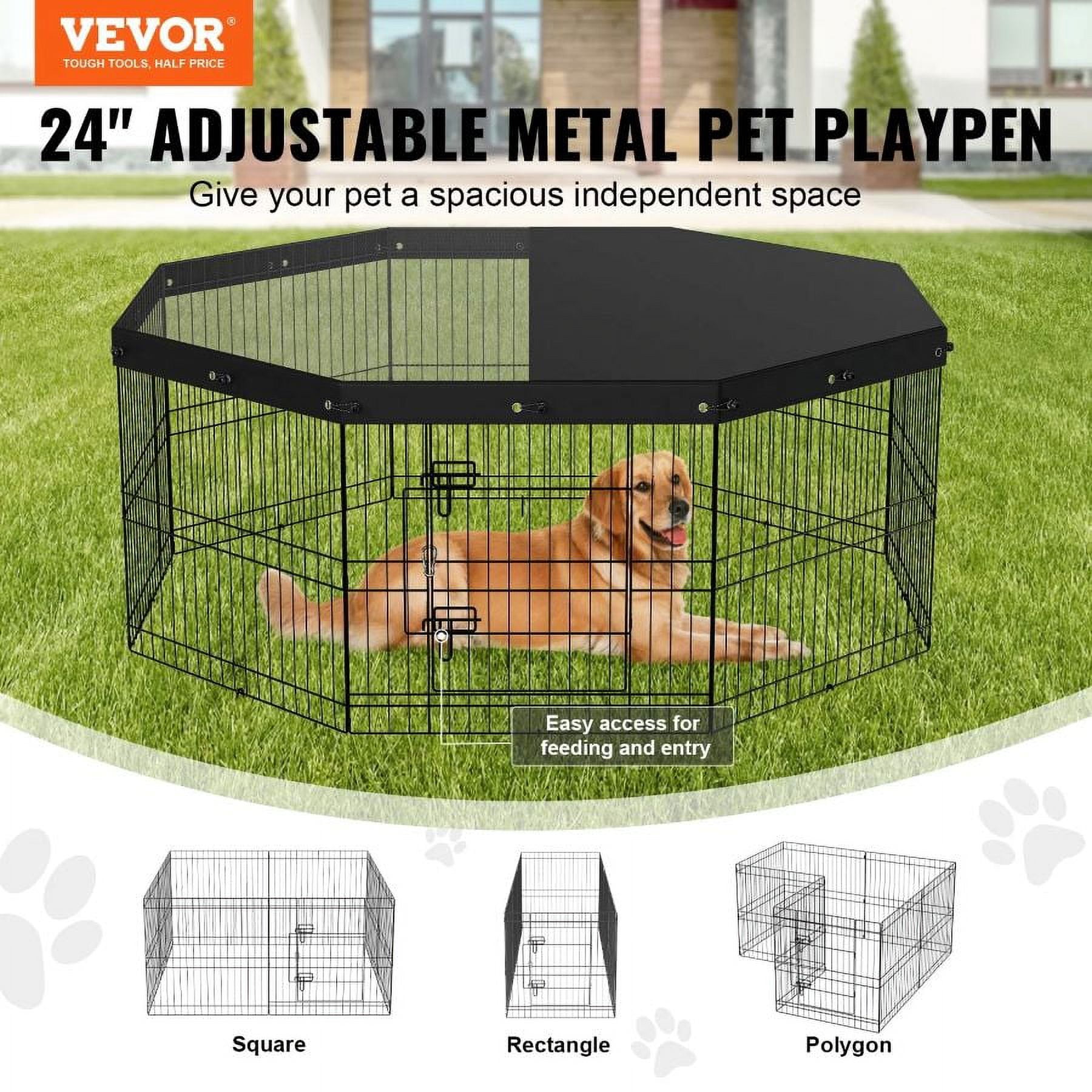 VEVOR Dog Playpen, 8 Panels Foldable Metal Dog Exercise Pen with Top