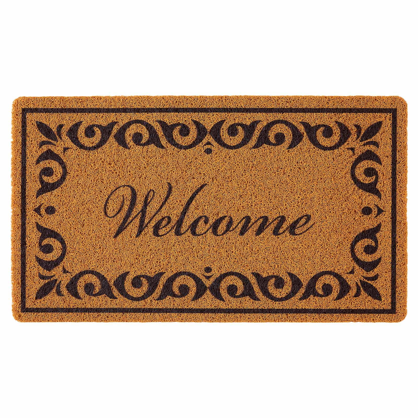 VEVOR Door Mat, Welcome Doormat for Outdoor Entrance, 29.5" x 17" All-Weather Faux Coir Entryway Mat with Non-Slip Backing, Low-Profile & Easy-to-Clean Front Door Mats for Garage, Backyard, Patio