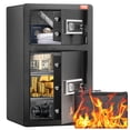 thumbnail image 1 of VEVOR Double Doors 4.5 cu.ft Safe Box with Key Lock & Password,Safe Lock Box with Fireproof Bag, Key Rack, LED Light and 2 Height Adjustable and Removable Divider for Money,Documents, Jewelry, Black, 1 of 9