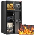 thumbnail image 1 of VEVOR Double Doors 5.5 cu.ft Safe Box with Key Lock & Password, Safe Lock Box with Fireproof Bag, Key Rack, LED Light,2 Height Adjustable and Removable Divider and 1 Cabinet for Money, Jewelry Black, 1 of 9