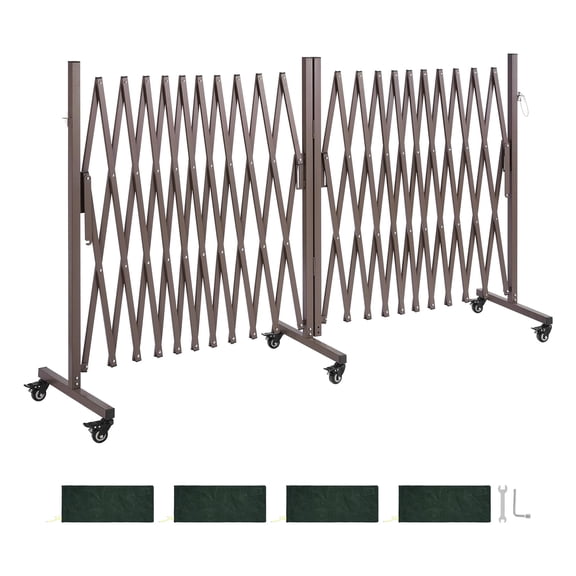 VEVOR Double Expandable Barricades, 27FT Expandable Safety Barrier, 0-180 Rotatable Mobile Barricade with Locking Casters, Portable Folding Security Gate Traffic Fence for Patio Garden Stairway