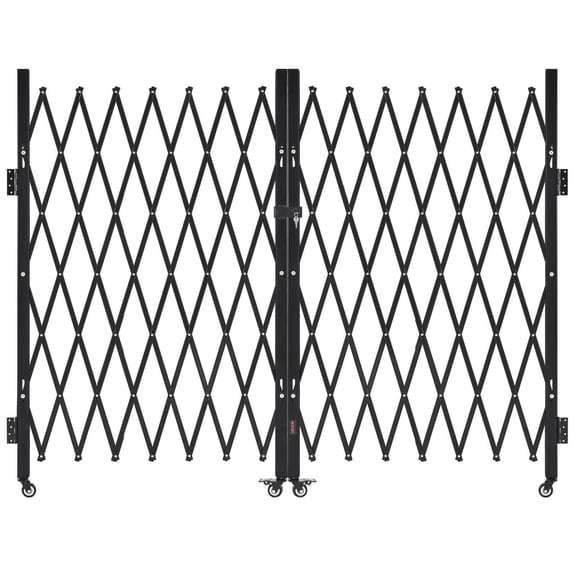 VEVOR Double Folding Security Gate, Lockable Scissor Gate with 360 Swivel Casters, Outdoor Barricade Steel Retractable Gates, for Entry Security, Gar
