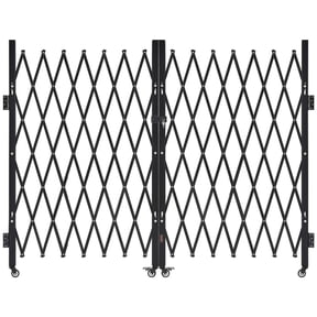 VEVOR Double Folding Security Gate, Lockable Scissor Gate with 360 Swivel Casters, Outdoor Barricade Steel Retractable Gates, for Entry Security, Garage, Warehouse & Pool, 129.92 x 63.19 in (W x H)