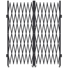 VEVOR Double Folding Security Gate, Lockable Scissor Gate with 360 Swivel Casters, Outdoor Barricade Steel Retractable Gates, for Entry Security, Garage, Warehouse & Pool, 145.67 x 86.81 in (W x H)