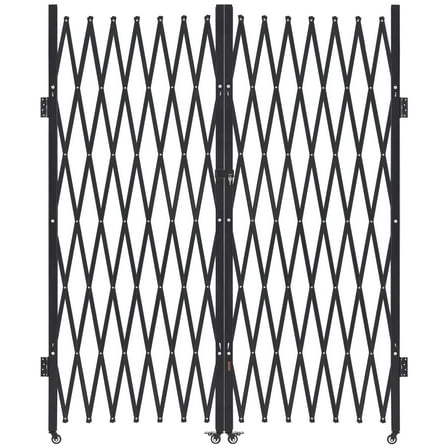 VEVOR Double Folding Security Gate, Lockable Scissor Gate with 360 Swivel Casters, Outdoor Barricade Steel Retractable Gates, for Entry Security, Garage, Warehouse & Pool, 145.67 x 86.81 in (W x H)