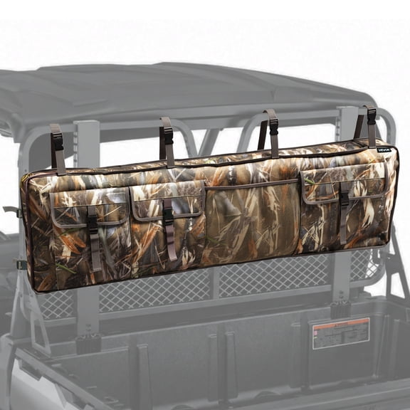 VEVOR Double Hunting Tool Bag Holder Rack Oxford Soft Carrier Case for UTV, Quick Release Rear Storage Bag, Large Capacity UTV Roll Cage Cargo Organizer, with Pockets, Side Zipper, Adjustable Straps