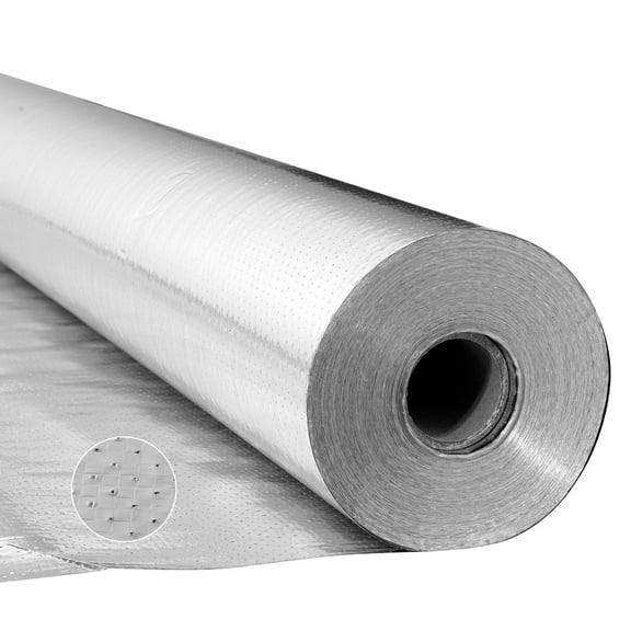VEVOR Double Reflective Insulation Roll, Perforated Woven Fabric Radiant Barrier, 0.15mm 48 in x 125 ft, Double-Sided Aluminum Foil Heat Reflective Shield