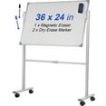 thumbnail image 1 of VEVOR Double Sided Magnetic Whiteboard Mobile Rolling Dry Erase Board w/Stand 36" x 24" - White, 1 of 5