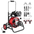thumbnail image 1 of VEVOR Drain Cleaner Machine 100 FT x 3/8 Inch, Auto Feed Sewer Snake Auger, Portable Drain Cleaning Machine with Climbing Wheels, Adjustable Drum, 8 Cutters & Foot Switch for 2" to 4" Pipes, 1 of 9