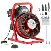 VEVOR Drain Cleaner Machine 75FT x 1/2 Inch, Sewer Snake Auger Manual Feed, 370W Electric Drain Cleaning Machine with 4 Cutters & Air-activated Foot Switch for 2" to 4" Pipes