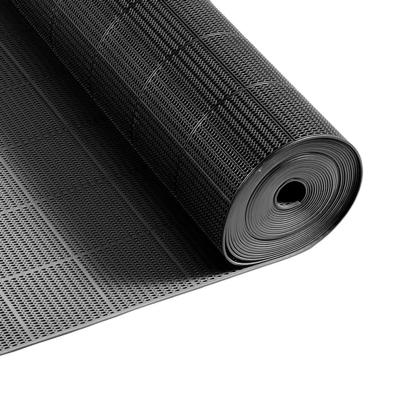VEVOR Drainage Mat, 3 x 50 ft, PVC Non Slip Commercial Floor Mat, Wet Area Water Drain Splash Matting Hollow Doormat Roll, for Outdoor Indoor Restaurant Swimming Pool Patio Bathroom Washroom, Black