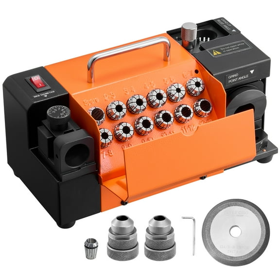 VEVOR Drill Bits Sharpener MR-13A+, 3-15mm Drill Bit Grinder Sharpener with 95-135 Adjustable Point Angle, 5800RPM High Speed Re-Sharpening Machine with 13 Collets & CBN Wheel for Workshops Garages