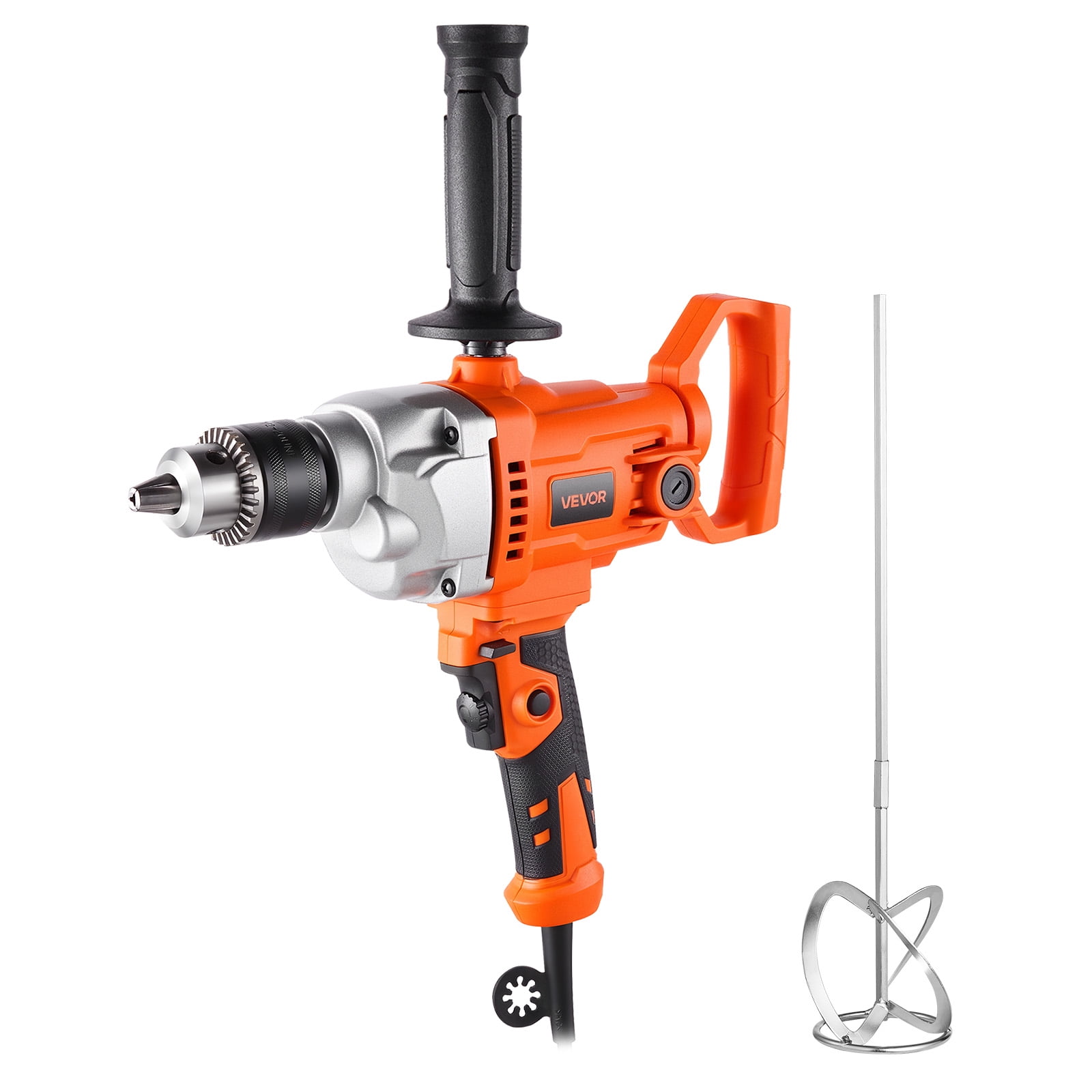 VEVOR Drill Mixer, 1/2 inch Corded Electric Drill Mixer Set, 0-850RPM 5.4A Mixing Drills,Mixing Drills Machine with D-Handle for Drilling & Blending, Handheld Cement Mixers for Fodder, Paint, Cement
