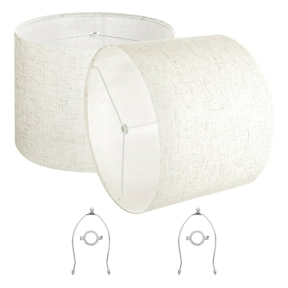 VEVOR Drum Lamp Shade 2 Set, 16 in Top x 16 in Bottom x 12 in High, Large Lampshade with Harp, Replacement Lamp Shade for Table Lamps Floor Lamps Pendant Lights, Easy Assembly Required (Light Linen)