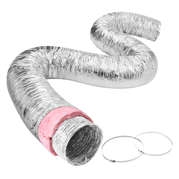 VEVOR Dryer Vent Hose, 4'' Insulated Flexible Duct 25FT Long with 2 Duct Clamps, Heavy-Duty Three Layer Protection for HVAC Heating Cooling Ventilation and Exhaust, R-6.0 Flame Resistance Value