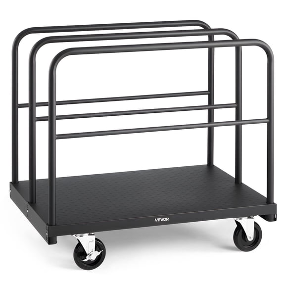 VEVOR Drywall Cart Dolly, 1800 lbs Load Capacity, 2-in-1 Steel Panel Truck Cart with 5 inch Swivel Casters, 36 x 24 inch Platform Truck with 4 Side Ha