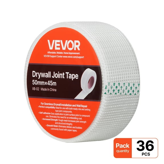 VEVOR Drywall Mesh Tape, 1.97 inch W x 147.64 ft L Self-Adhesive Fiberglass Drywall Joint Tape, 36 Rolls Dry Wall Patch for Easy Sheetrock Ceiling Crack Repair, to Achieve Smooth Even Wall Surface