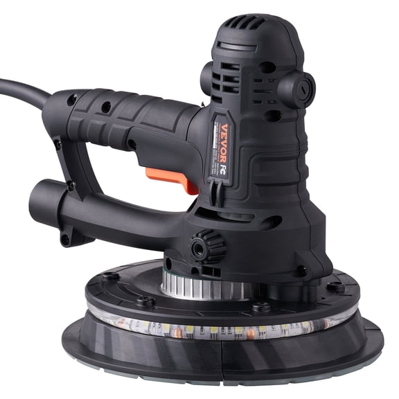 VEVOR Drywall Sander, 800W Electric Sander with 12 Sanding Discs, Variable Speed 1200-2300 RPM Wall Sander with Automatic Vacuum Dust Collection System, Double LED Lights, Dust Bag, Detachable Edge